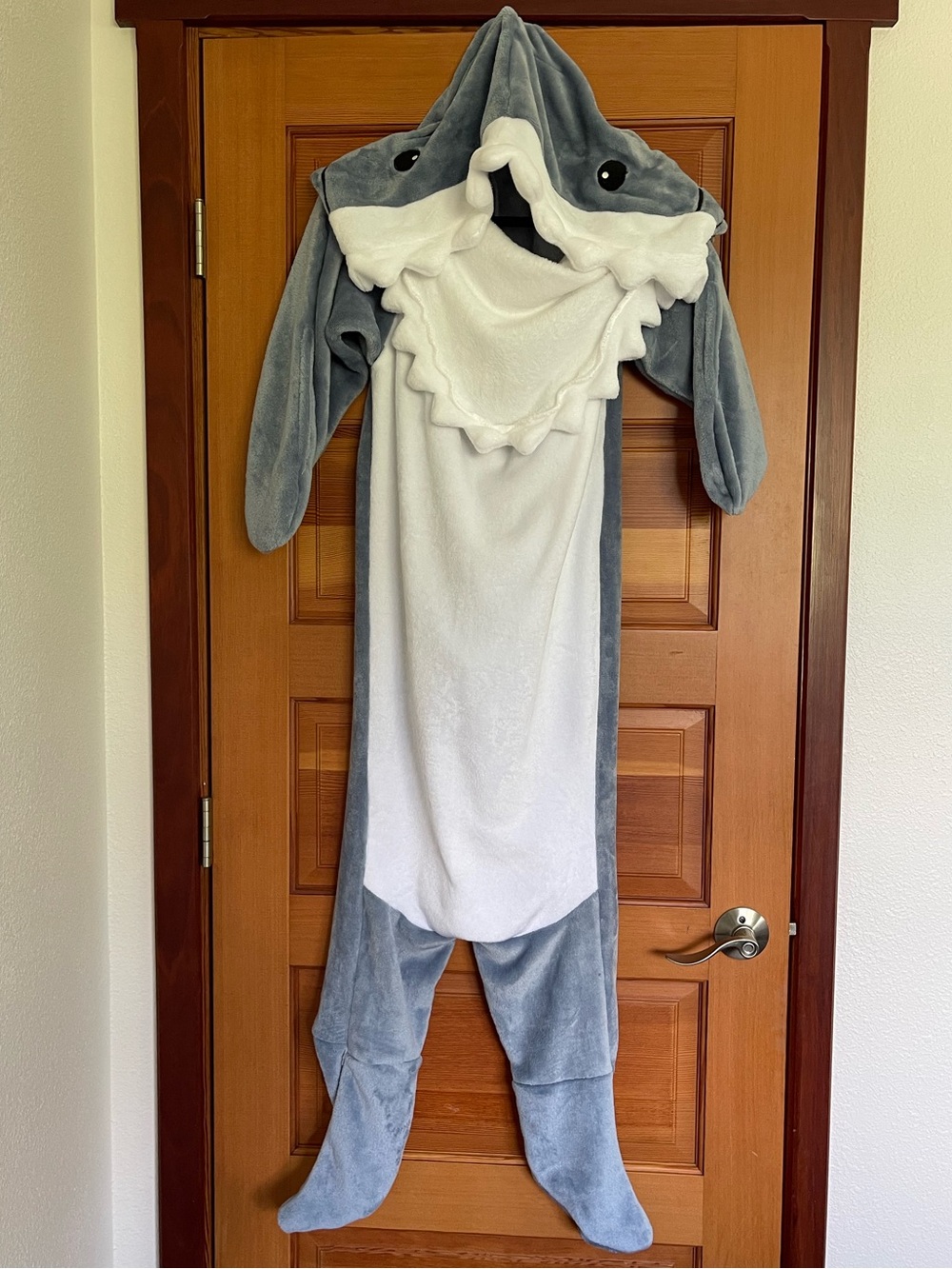 Shark Onesie Plush Hooded Jumpsuit Costume - Adult & Unisex - Medium